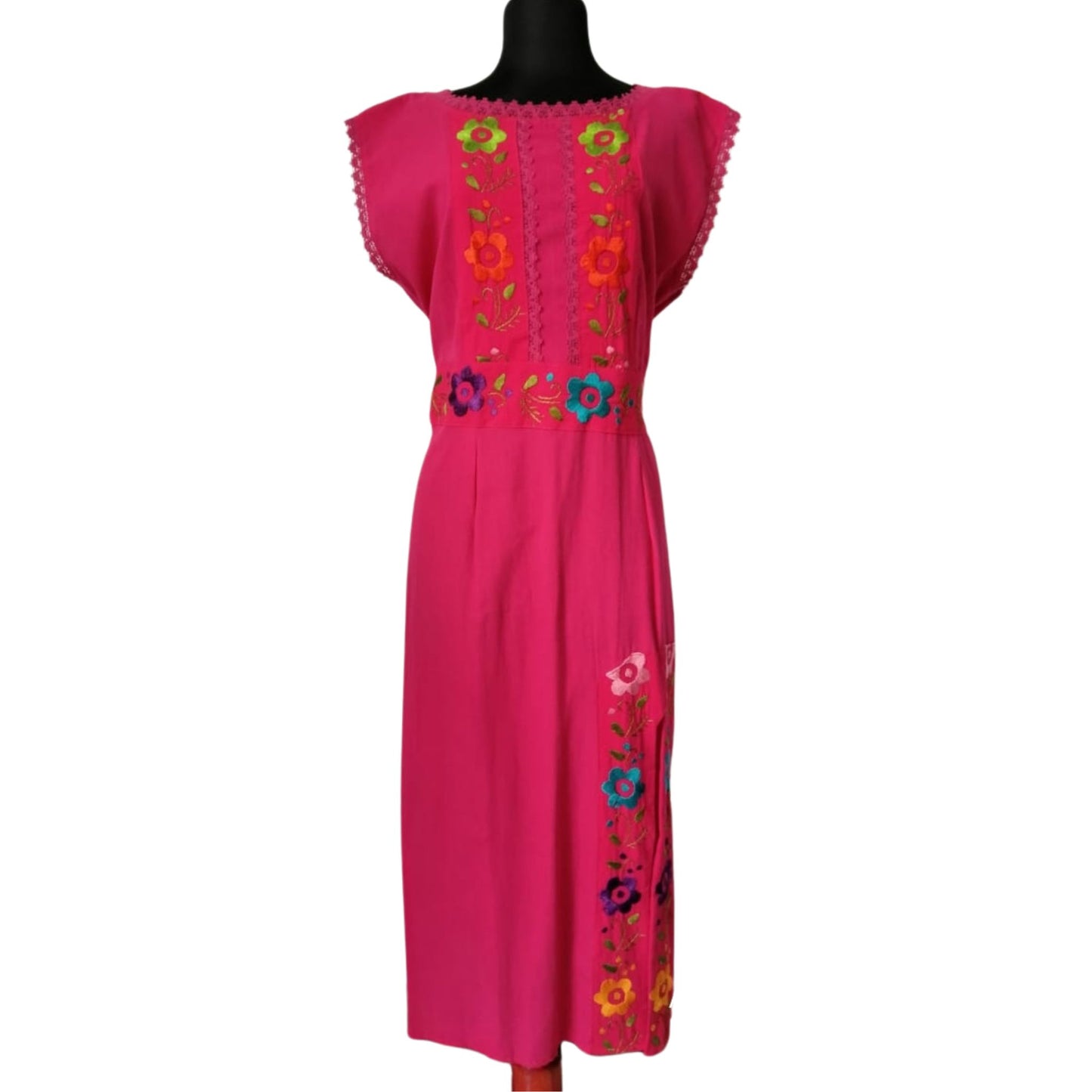 Vestido Tradicional Mexicano - Fucsia XL